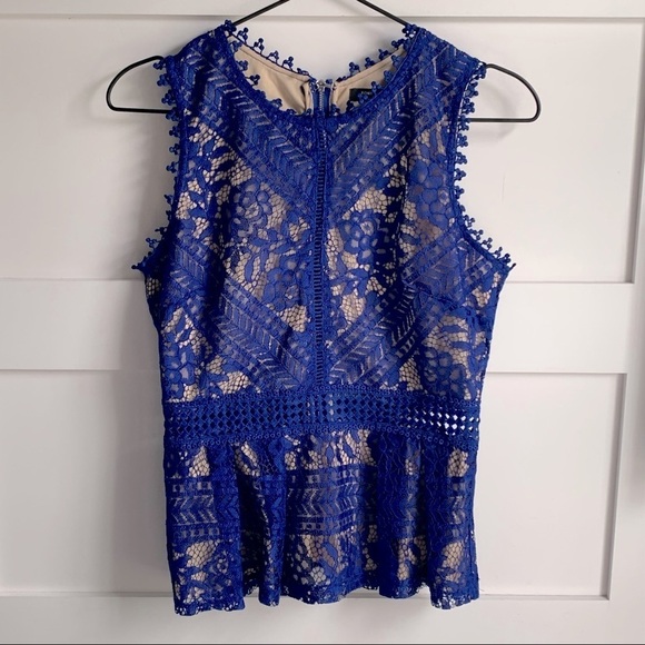 Romeo & Juliet Couture Royal Blue Lace Blouse - Picture 2 of 11
